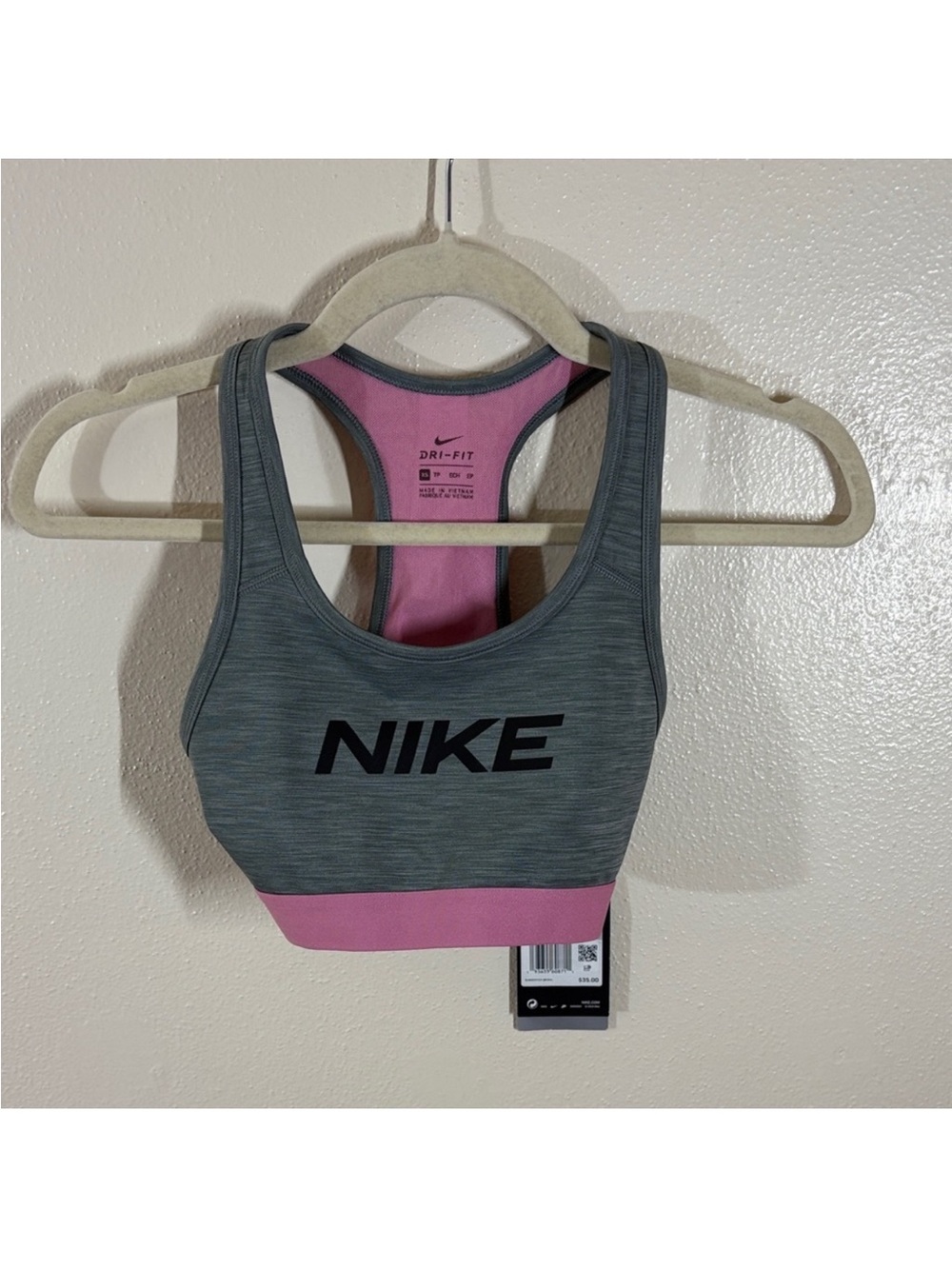 Nike Gray and Pink Dri-FIT Sports Bra